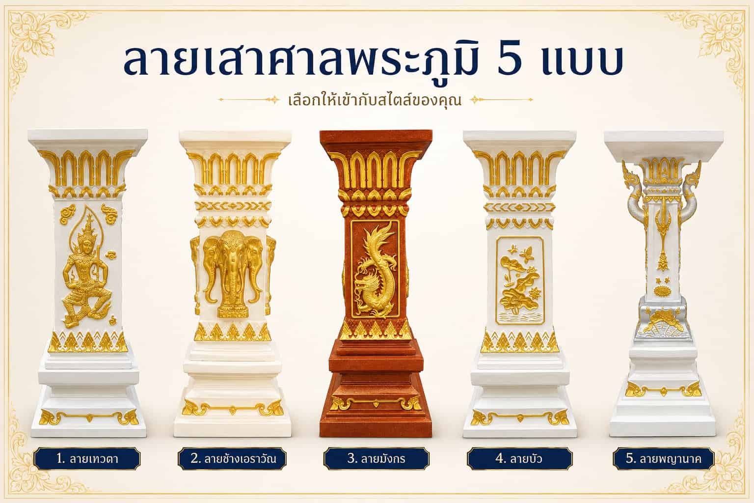เสาเทวดา เสาช้างเอราวัณ เสามังกร เสาบัว และเสาพญานาค สำหรับ PM-0002
